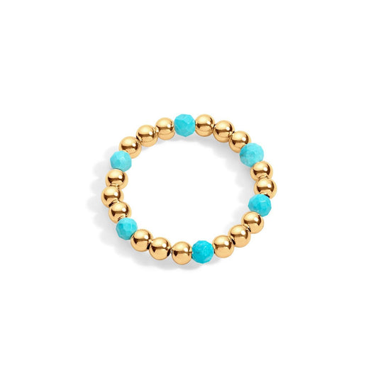 14K gold-filled beaded ring with turqoise gemstones