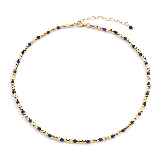  gold-filled chain necklace with blue  semi-precious gemstone accents, displayed against a white background.